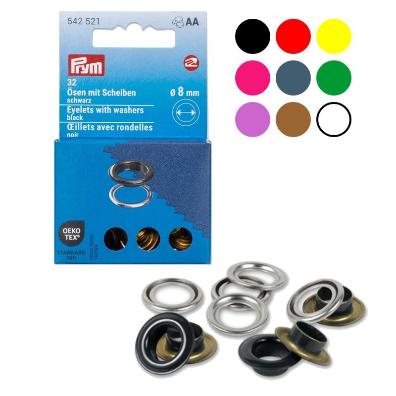 Ösen Ø 8,0mm mit Scheiben, 32 Stück
