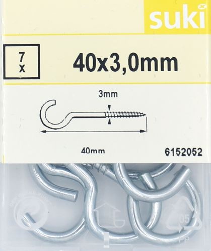 Schraubhaken gebogen verzinkt 40x3,0mm 7 Stück