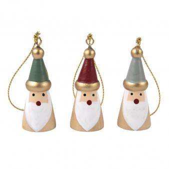 Mini Santa`s zum Hängen aus Holz