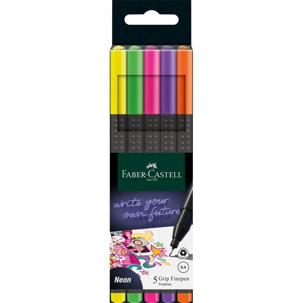 Grip Finepen, Fineliner 5er NEON Set, Strichstärke 0,4mm