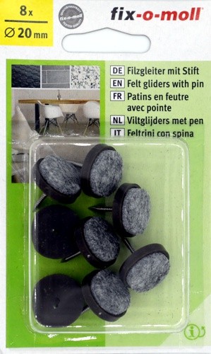 Filzgleiter mit Stift Braun 8x Ø20mm