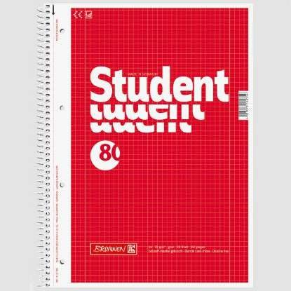 Student Spiralblock A4 80g/m² 80 Blatt weiß kariert