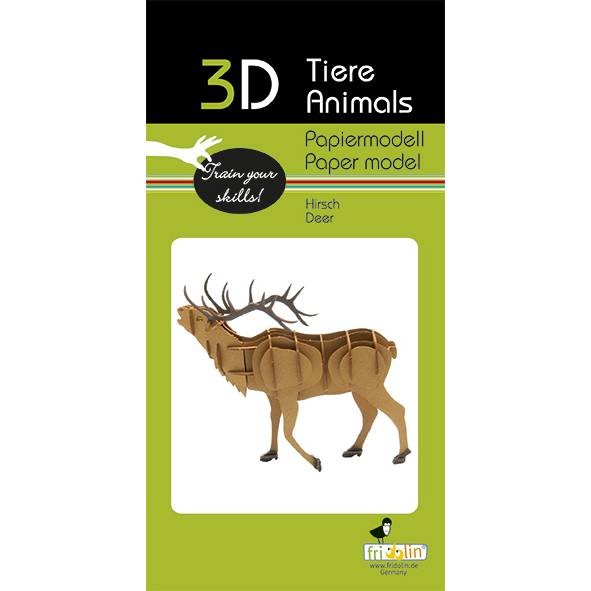3D Papiermodell "Hirsch" zum zusammenbauen
