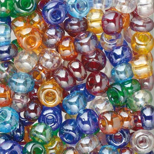 Glas Indianerperlenmix transparent Luster bunt 100g Ø 6,0 mm