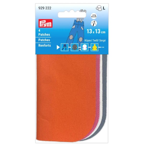 Bügel-Patches Köper, Twill, Sergé 13x13cm ora/pin/wei/blau