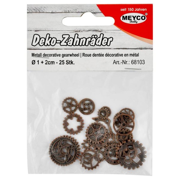 DEKO-Zahnräder "Kupfer" Ø 1-2cm, 25 Stück