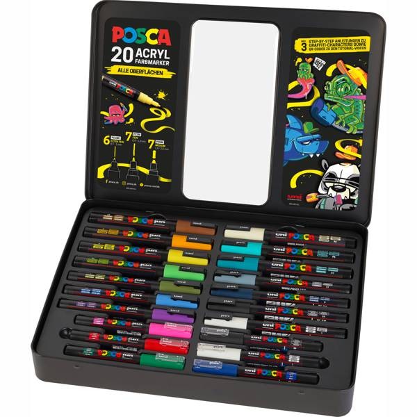 POSCA 20er Acryl-Farbmarker Set, Graffiti Farben