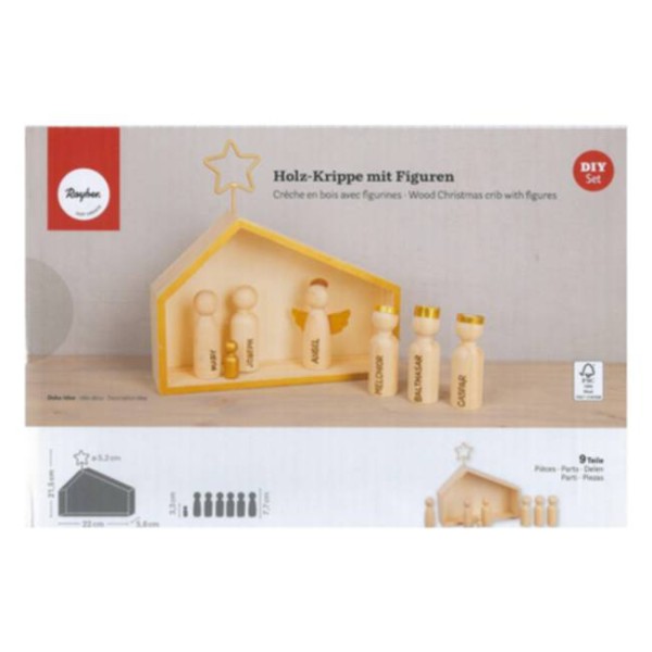 Mini Holz-Krippe mit Figuren