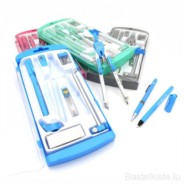 Zirkelset 10-tlg. inclusive Minenbleistift & Fineliner & Ersatzteile uvm