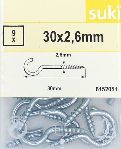 Schraubhaken gebogen verzinkt 30x2,6 mm 9 Stück