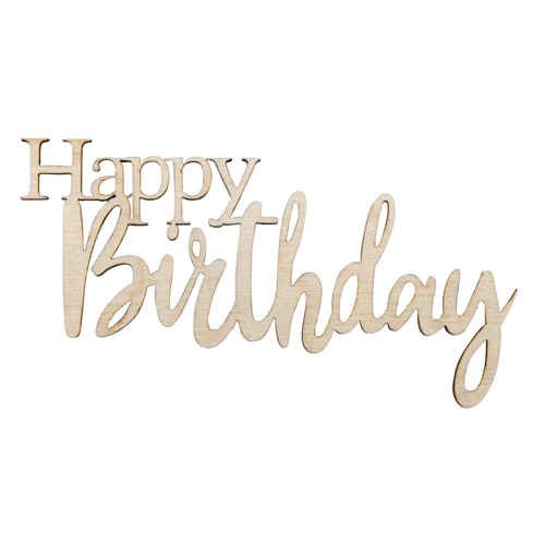 Holz-Laserschrift "Happy Birthday", 8,5 cm, 4 Stück