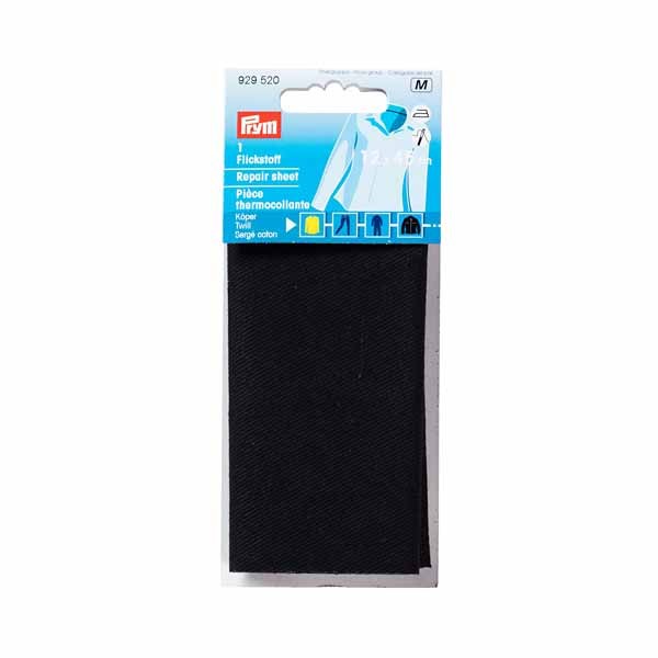 Flickstoff für Jeans‑ oder Köperstoffe, aufbügelbar, 12x45cm, schwarz