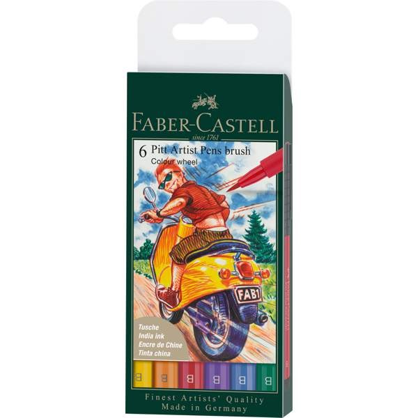 Pitt Artist Pen Tuschestifte 6er Set "Colour wheel"
