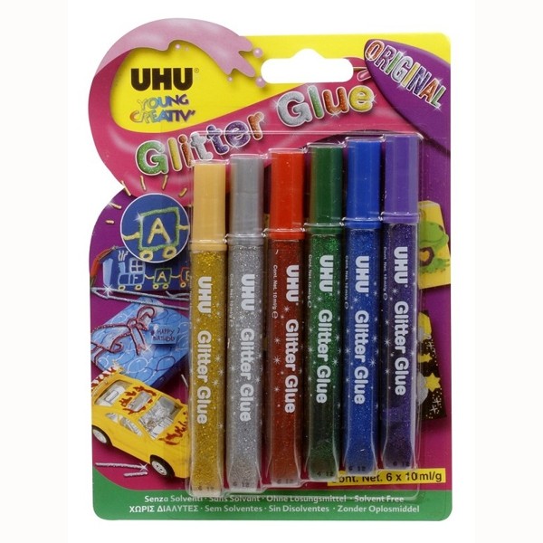 UHU Glitter Glue Original Blister 6x 10ml- ohne Lösungsmittel -