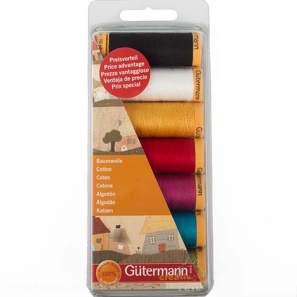 Gütermann Naturreine Baumwolle-Set, 7x Spulen, 100m