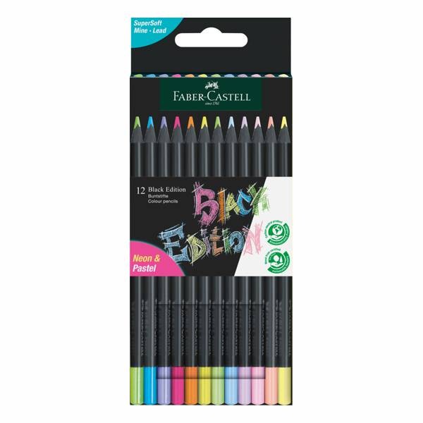 Black Edition Buntstifte NEON & PASTEL, 12er Kartonetui