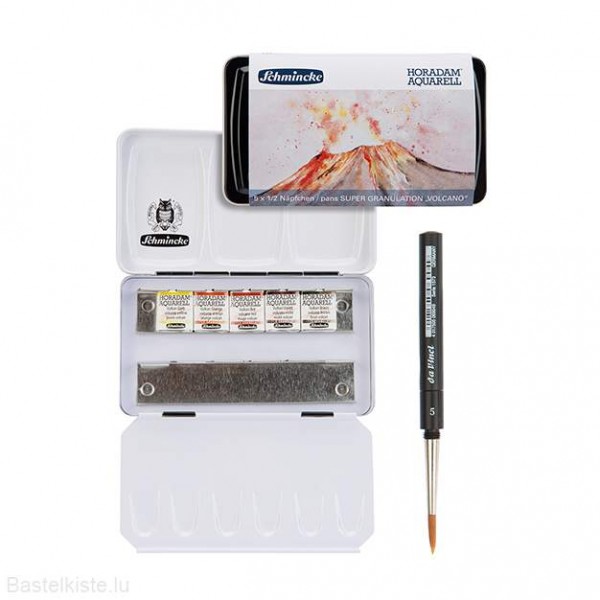 HORADAM "VOLCANO" Aquarell Metallkasten 5 x 1/2 Napf Supergranulation + Pinsel