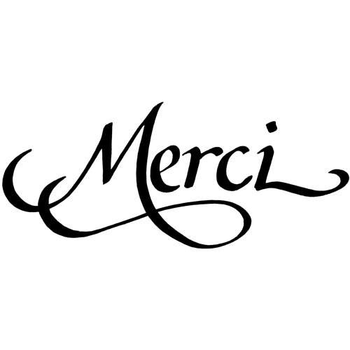 Holzstempel mit Silikonstempel "Merci"