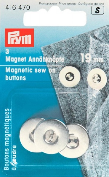 Magnet Annähknöpfe 19mm silberfarbig PRYM 416470