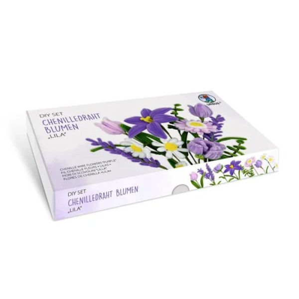 DIY Set Chenilledraht Blumen "Lila"