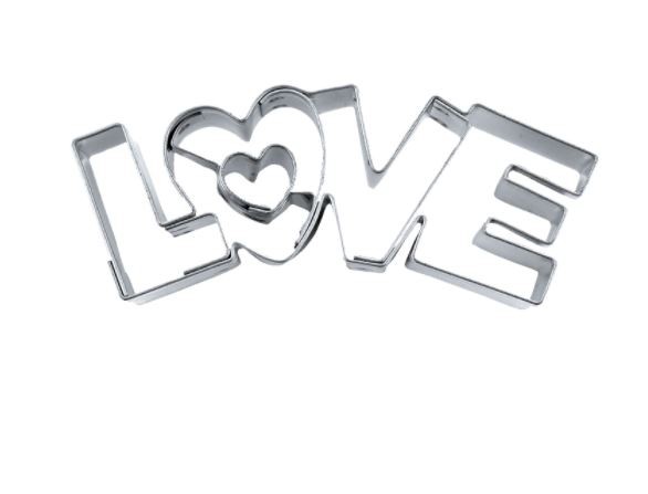 Präge-Ausstechform LOVE 7,5 cm aus Weissblech