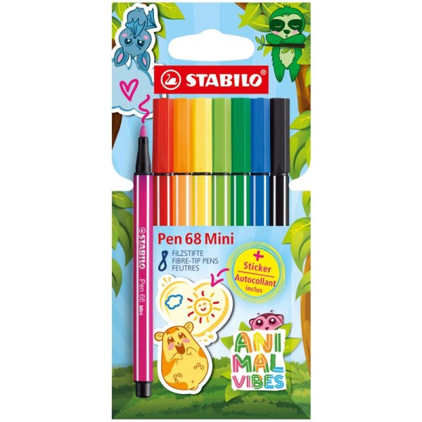 Filzstift STABILO Pen 68 Mini Animal Vibes, 8er Set, bastelkiste.lu
