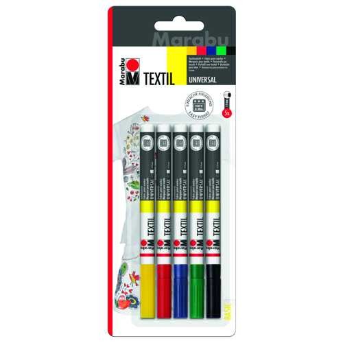 Textil painter, Textilstifte Sortiment mit 5 Stiften Ø 1-2mm