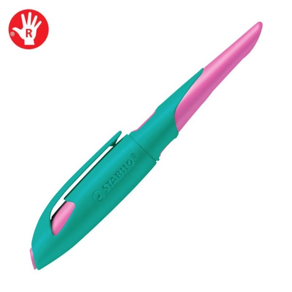 STABILO EASYbirdy Ergonomischer Schulfüller inkl. Patrone, türkis/neon pink, bastelkiste.lu