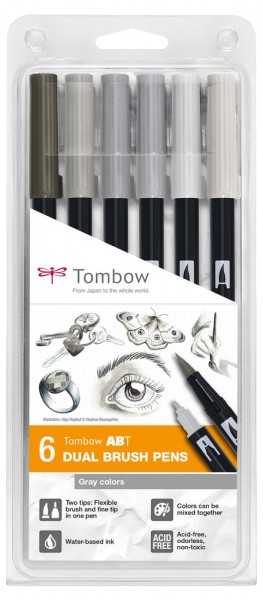 ABT DUAL BRUSH PENS 6er Set Gray Colours