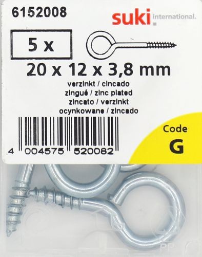 Ringschrauben-Set 20x12x3,8mm, 5 Stück