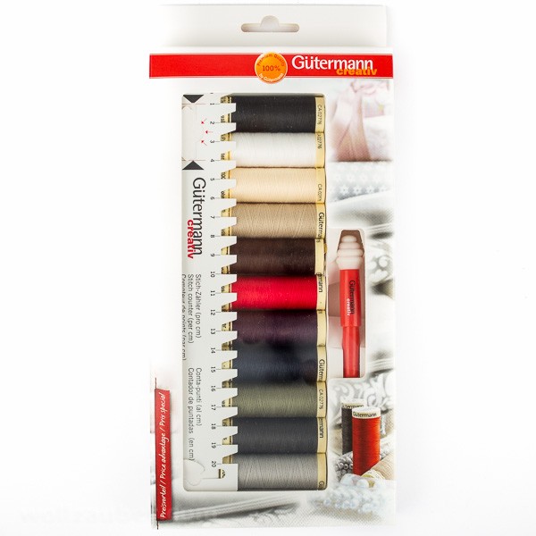 Set Allesnäher 11x100m Spulen + 1 Handmaß + 1 Seam-fix mini Gütermann