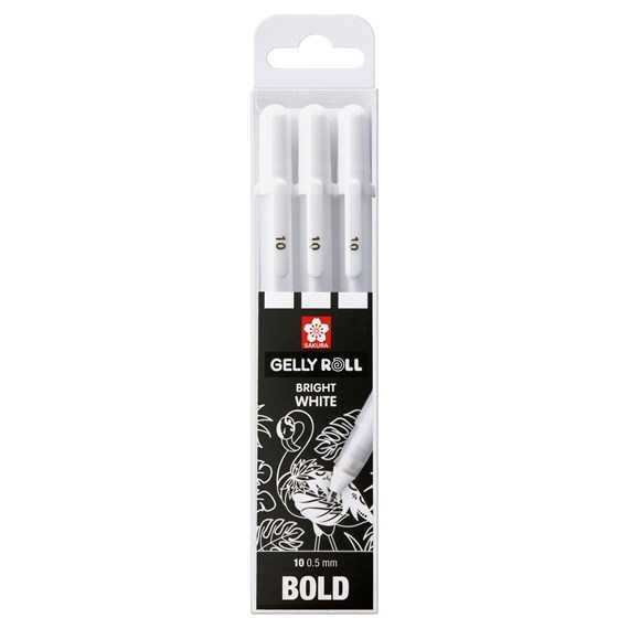 Gelly Roll Gelstifte, 3-teiliges Set weiß, BOLD 10