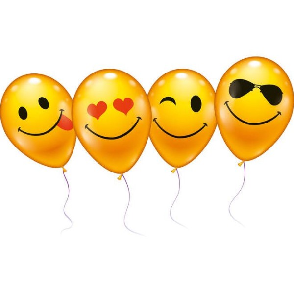 Luftballons „Smiley“ Gelb 6 Stk.