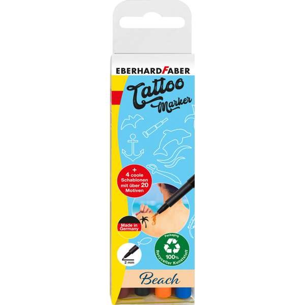 Tattoostifte 4er Set "Beach" im Etui mit Schablone