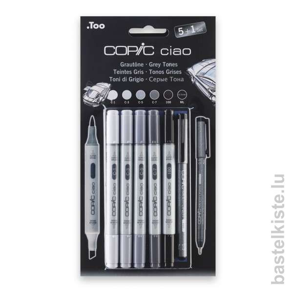 COPIC Ciao Marker 5+1 Set, GRAUTÖNE