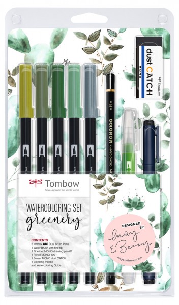 ABT DUAL BRUSH PENS Watercoloring Set Greenery