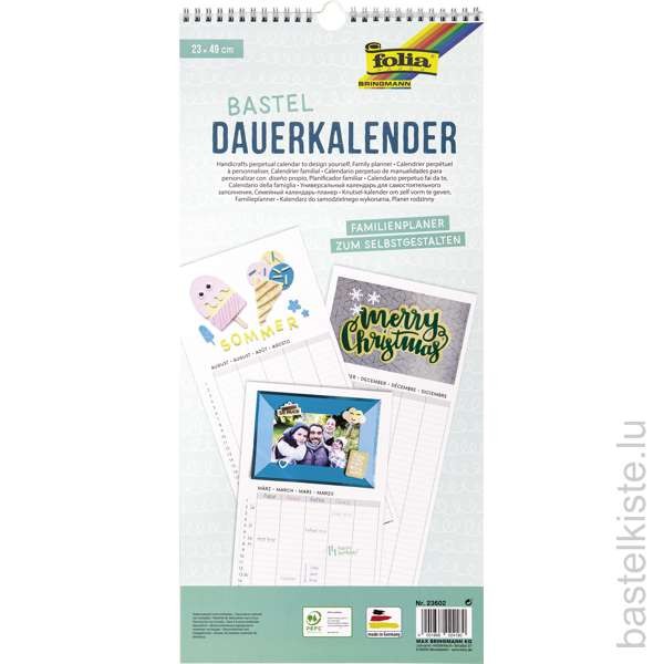 Bastel Fotokalender, Dauerkalender, Familienplaner, Bastelkalender 23x49cm