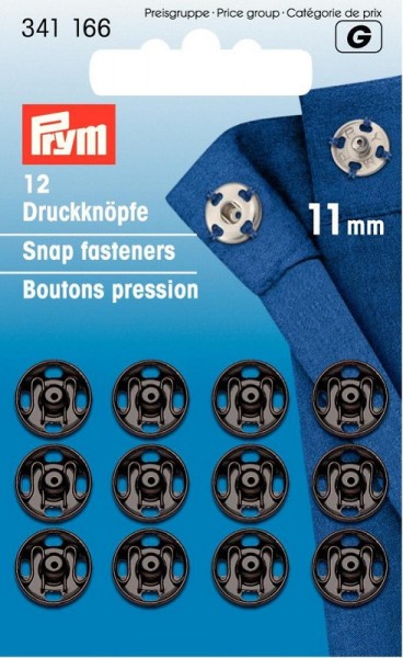 Annäh-Druckknöpfe 11mm schwarz 12St Prym 341166