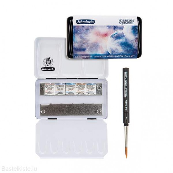 HORADAM "GALAXY" Aquarell Metallkasten 5 x 1/2 Napf Supergranulation + Pinsel