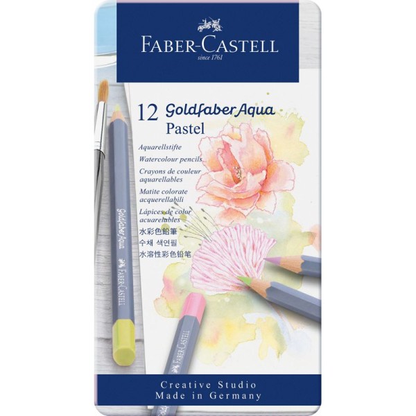 Goldfaber AQUA, 12 Aquarellstifte Pastelltöne in Metallbox