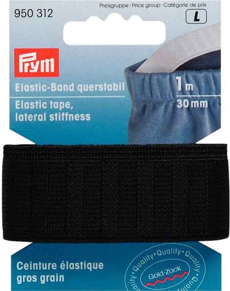 PRYM Elastic Band,querstabil, 30mm. schwarz, 1m