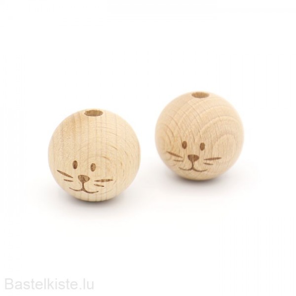 Holzperlen Katze Ø 24 mm NATUR