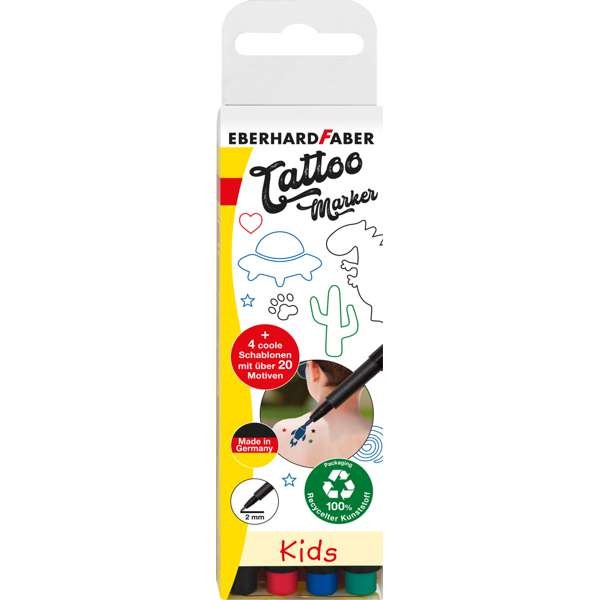 Tattoostifte 4er Set "Kids" im Etui mit Schablone
