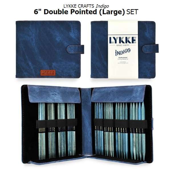 LYKKE INDIGO Stricknadel-Set 6 inch strumpfstricknadeln large Stricknadel Holzstricknadeln