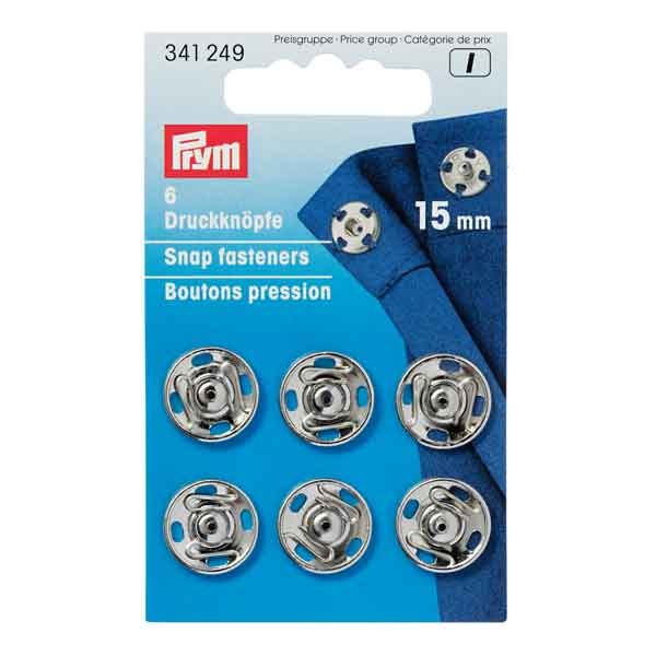 PRYM Annäh-Druckknöpfe, 15mm, silberfarbig 341249