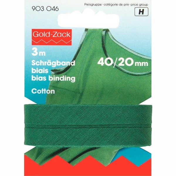 Bias binding, cotton, 40/20 mm, fir green, 3m