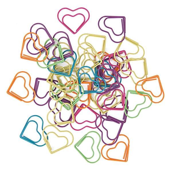 Büroklammern Herzform 30 Stück, bunt