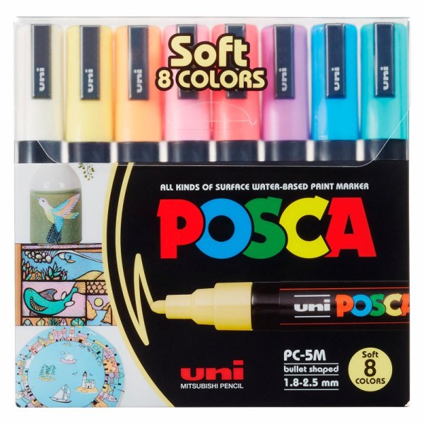 POSCA UNI Farbmarker 8er Set PC-5M Pastell