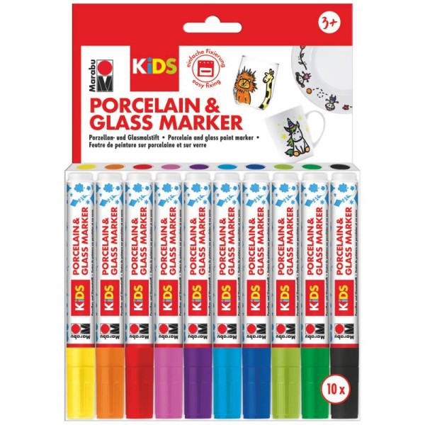 Marabu Porzellan & Glas Marker KIDS, 10er Set, bastelkiste.lu