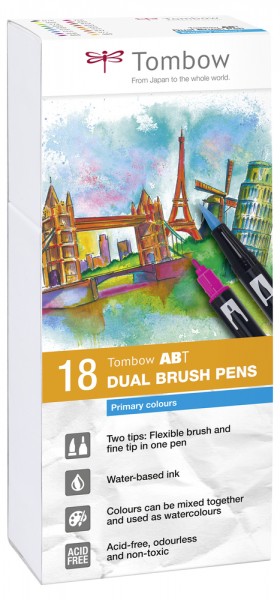 ABT DUAL BRUSH PENS 18er Set Primary Colours